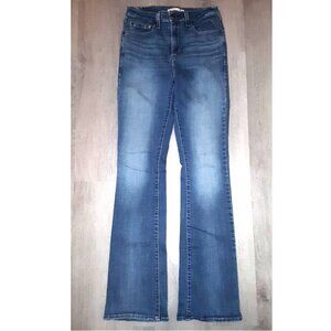 Levi's 725 High Rise Bootcut Flared Jeans Size 29 Distressed Denim Wide Leg